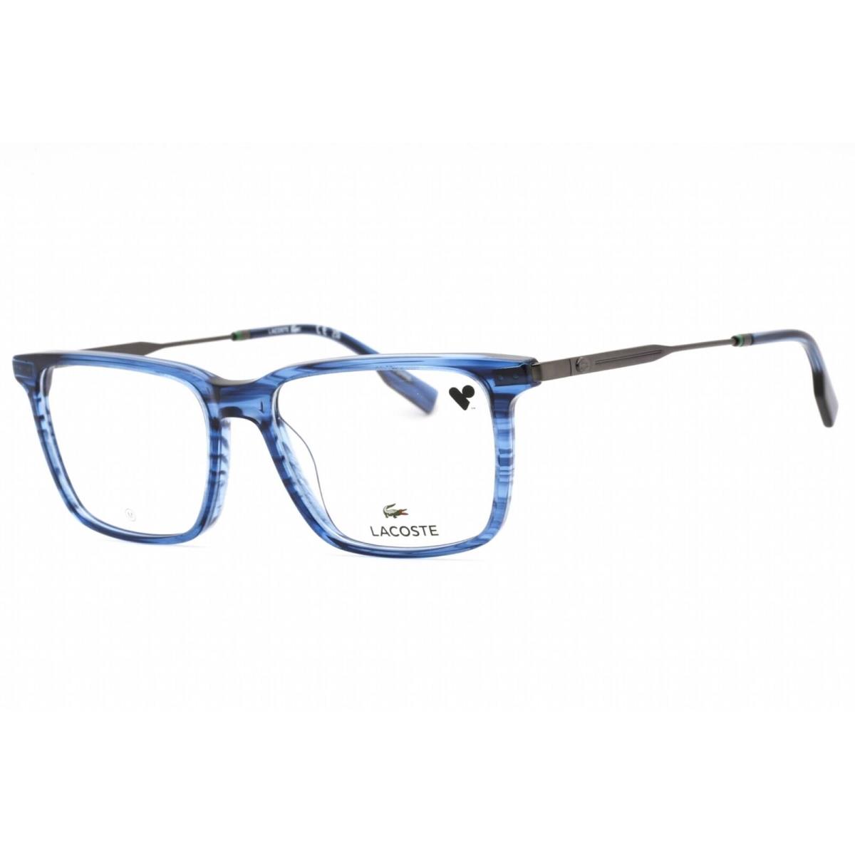 Lacoste Men`s Eyeglasses Clear Lens Blue Acetate Rectangular Frame L2925 400