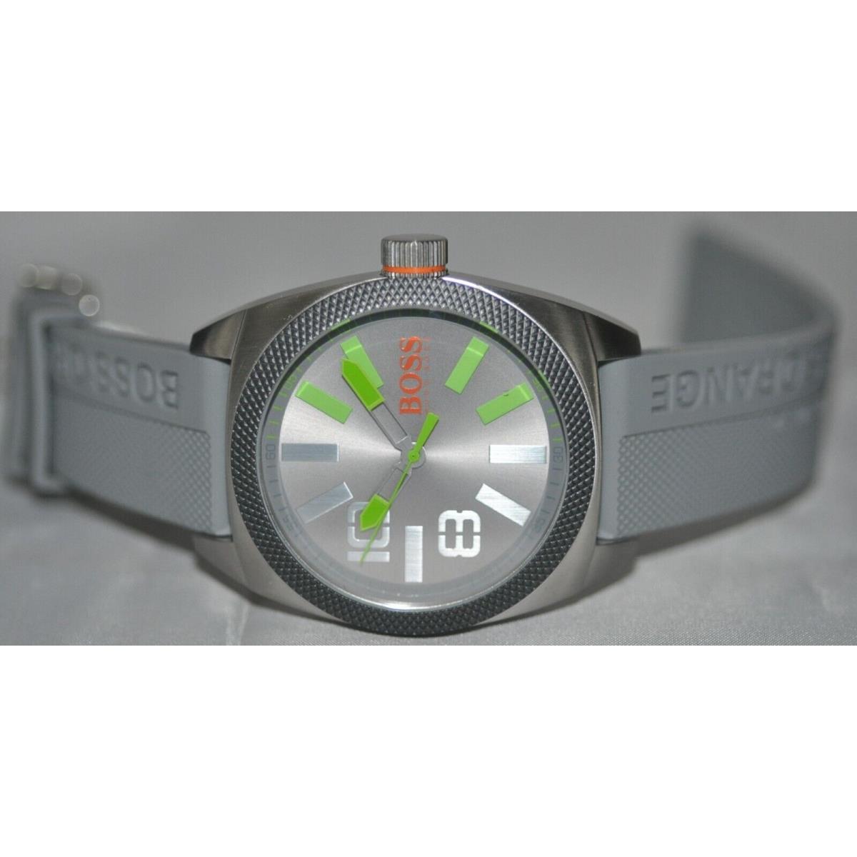 Hugo Boss Men`s Silver Dial Grey Rubber Watch 1513112