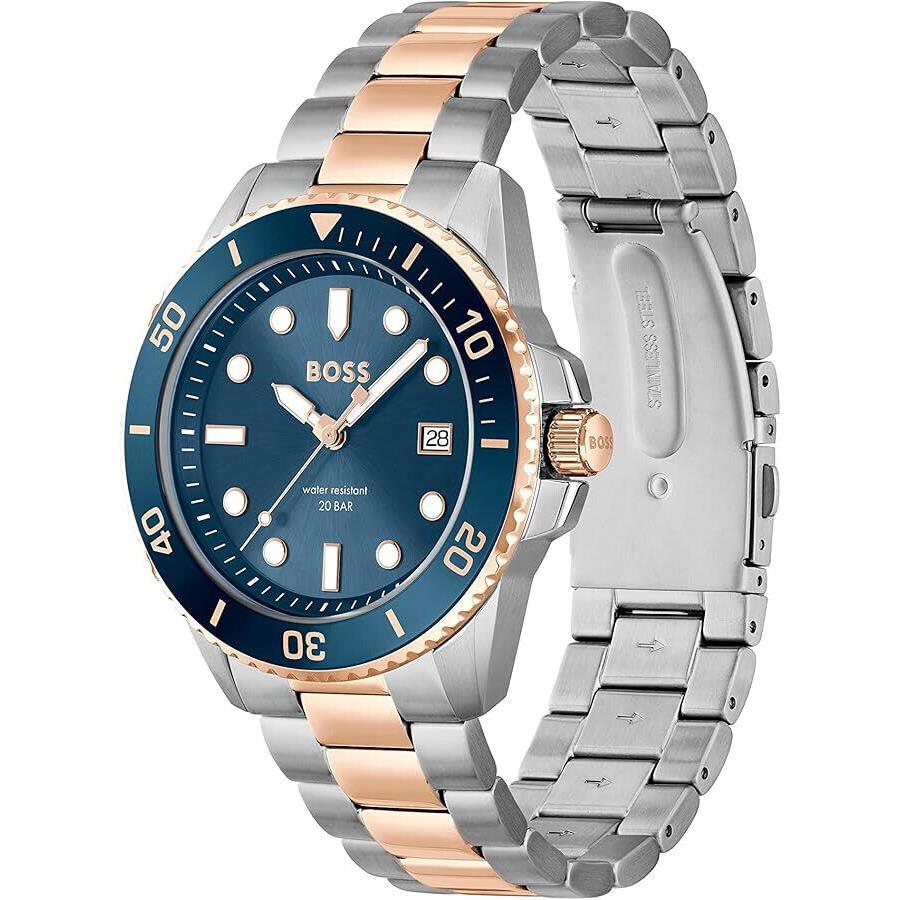 Hugo Boss Men`s Ace 43mm Quartz 1514012 Two Tone in Box