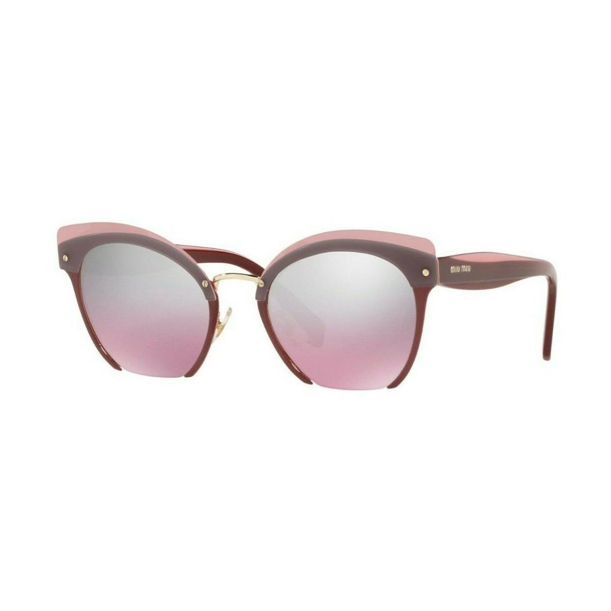Miu Miu Rasoir Reveal 53T Layers Garnet Pink Silver Cat Eye Sunglasses MU53TS