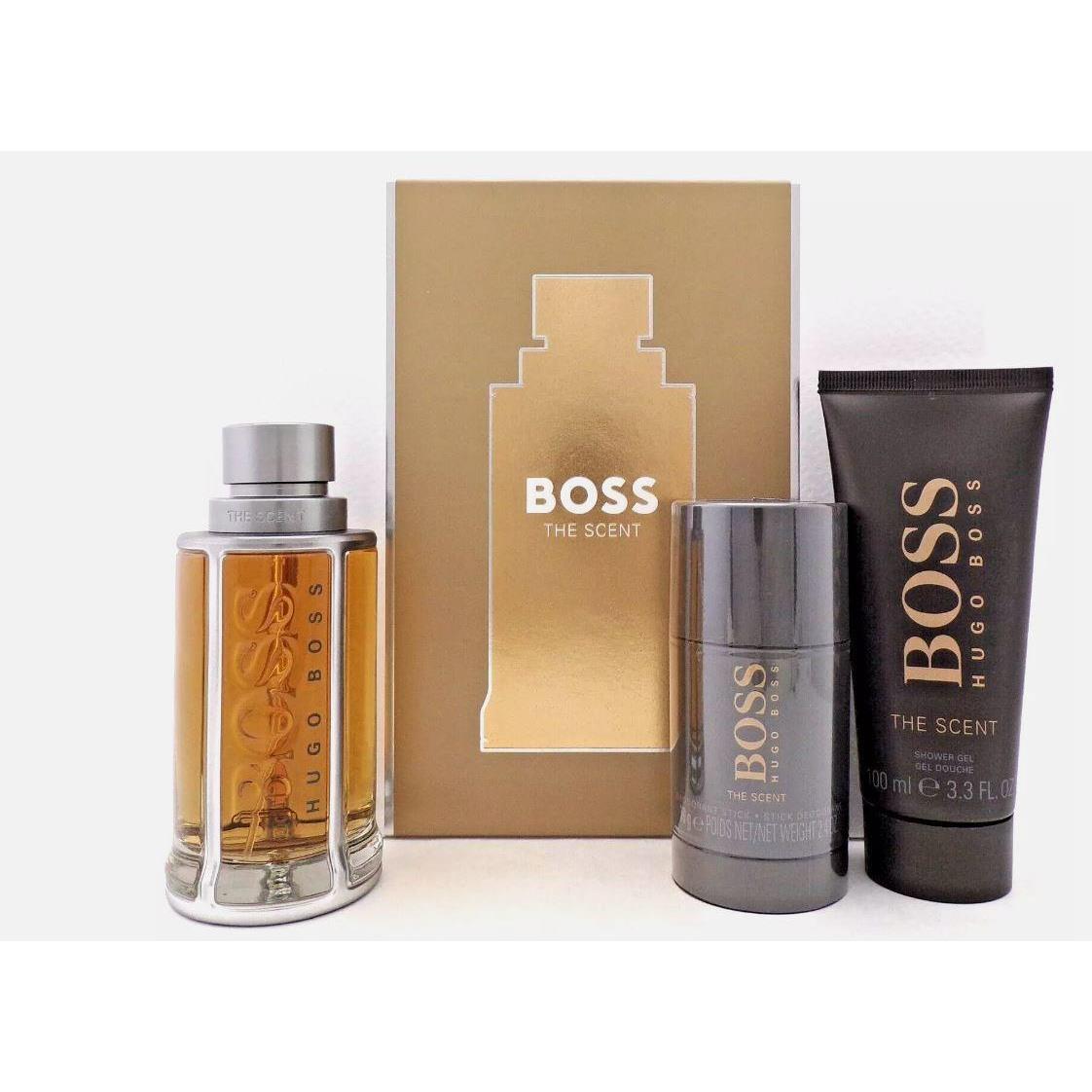 Hugo Boss The Scent Men 3 Pcs Gift Set 3.3oz Edt Spray+3.3oz Sh/Gel+2.4oz Deo