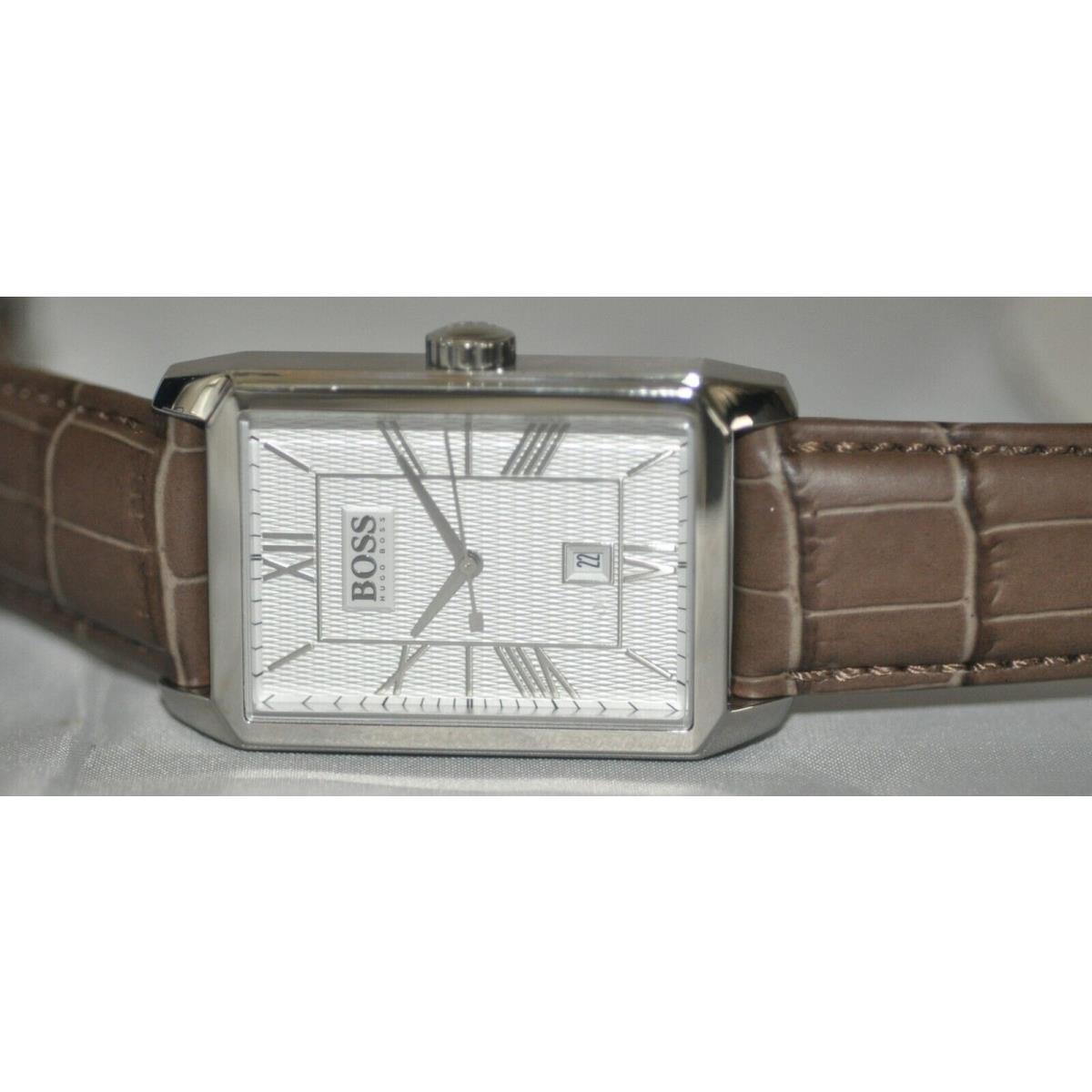 Hugo Boss Men`s Classico Silver Dial Brown Leather Watch 1512967