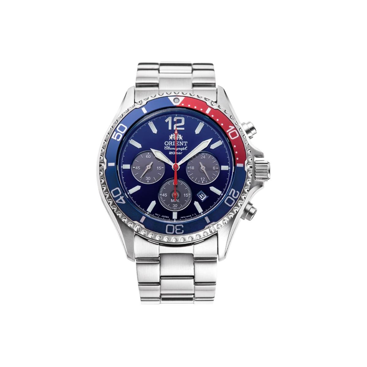 Orient Mako Solar Chronograph Blue Dial Men`s Watch RA-TX0201L10B - Blue