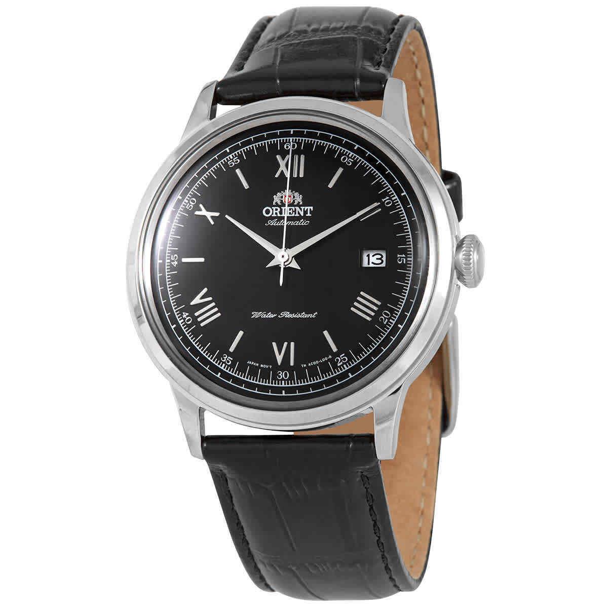 Orient Bambino Automatic Black Dial Men`s Watch FAC0000AB - Dial: Black, Band: Black, Bezel: Silver-tone