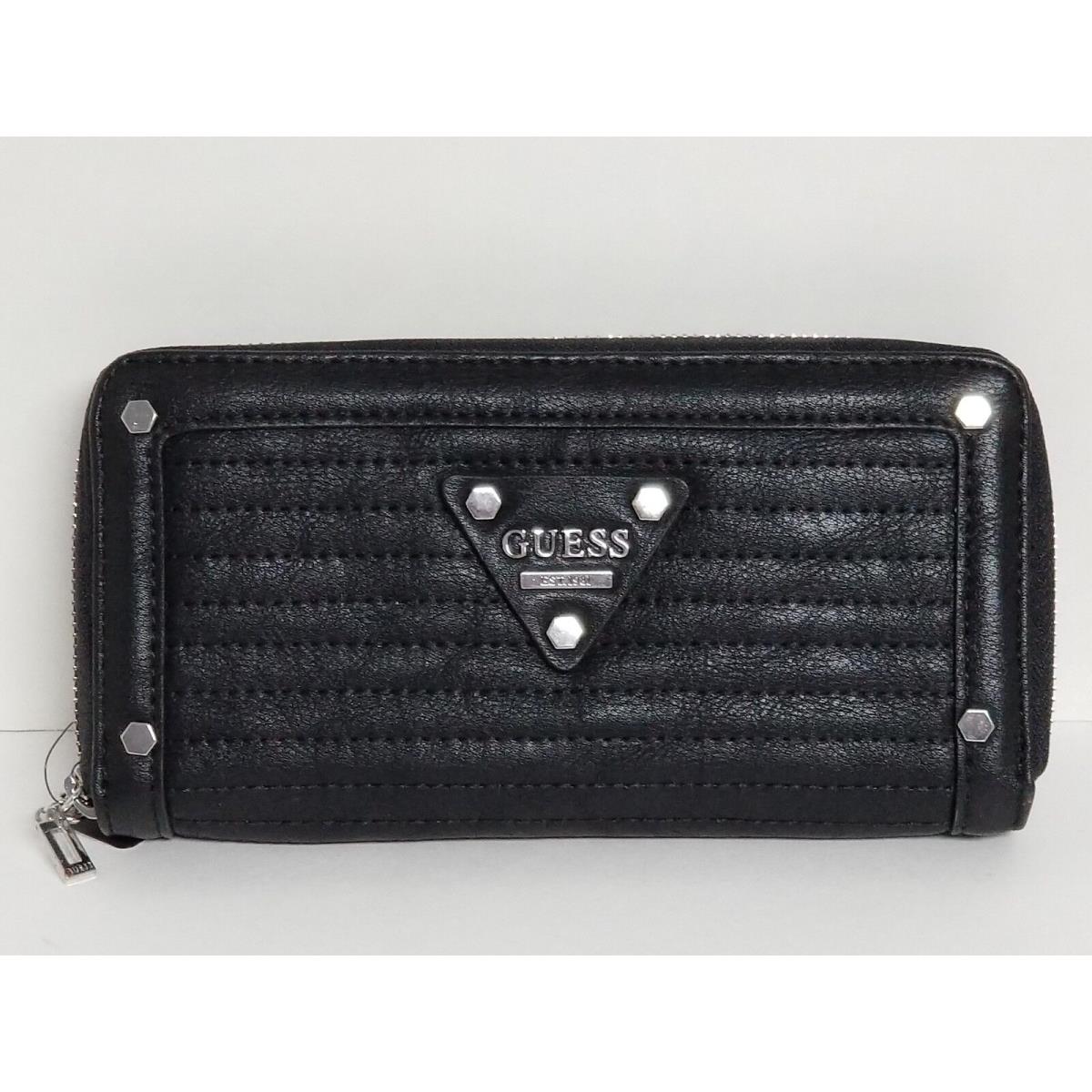 Guess Presley Dove Gray or Black Medium Checkbook Wallet Black Large Zip Around