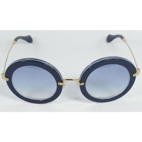 Miu Miu Round Women`s Sunglasses SMU13N DHI8V1 49mm Navy Blue / Gradient Lens