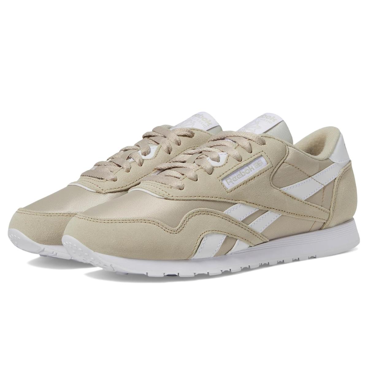 Woman`s Sneakers Athletic Shoes Reebok Lifestyle Classic Nylon - Classic Beige/Classic Beige/White