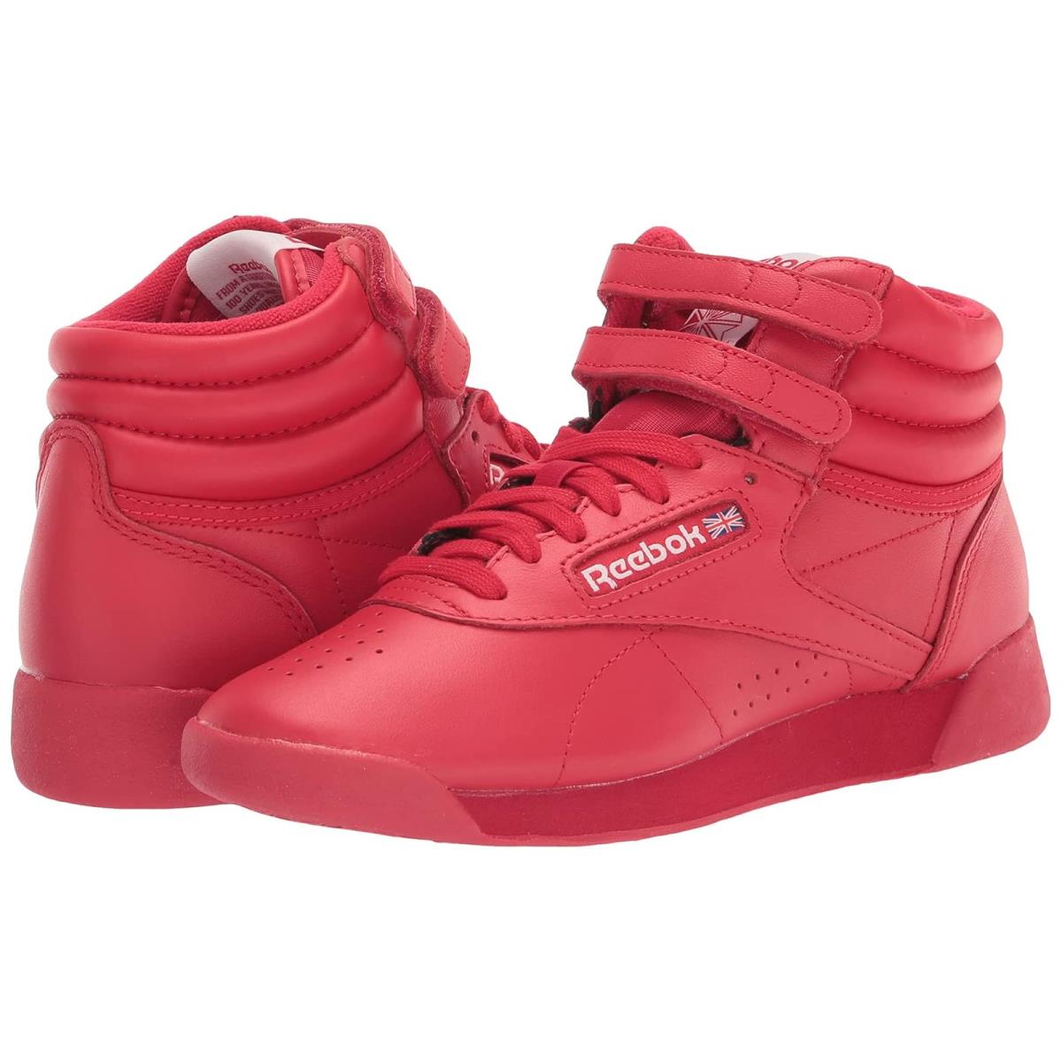 Woman`s Sneakers Athletic Shoes Reebok Lifestyle Freestyle Hi High Top - Vector Red/White