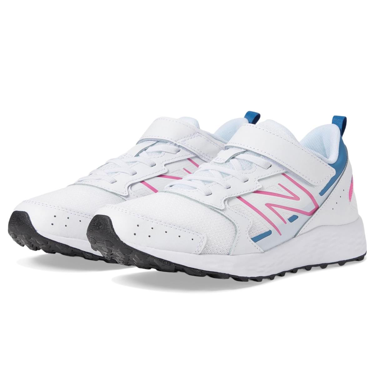 New Balance Kids Fresh Foam 650 Bungee Lace with Top Strap Little Kid/big Kid - White/Real Pink