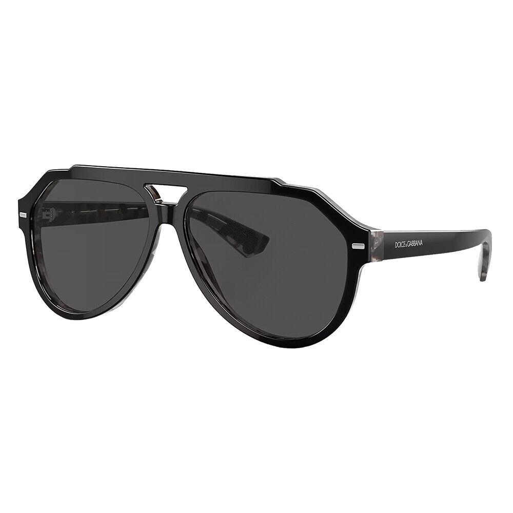 Dolce Gabbana DG 4452 340387 Black on Grey Havana Plastic Sunglasses Grey Lens