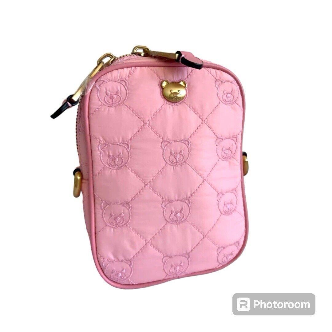 AW19 Moschino Couture J. Scott Pink Quilted Teddy Bear Rectangular Shoulder Bag