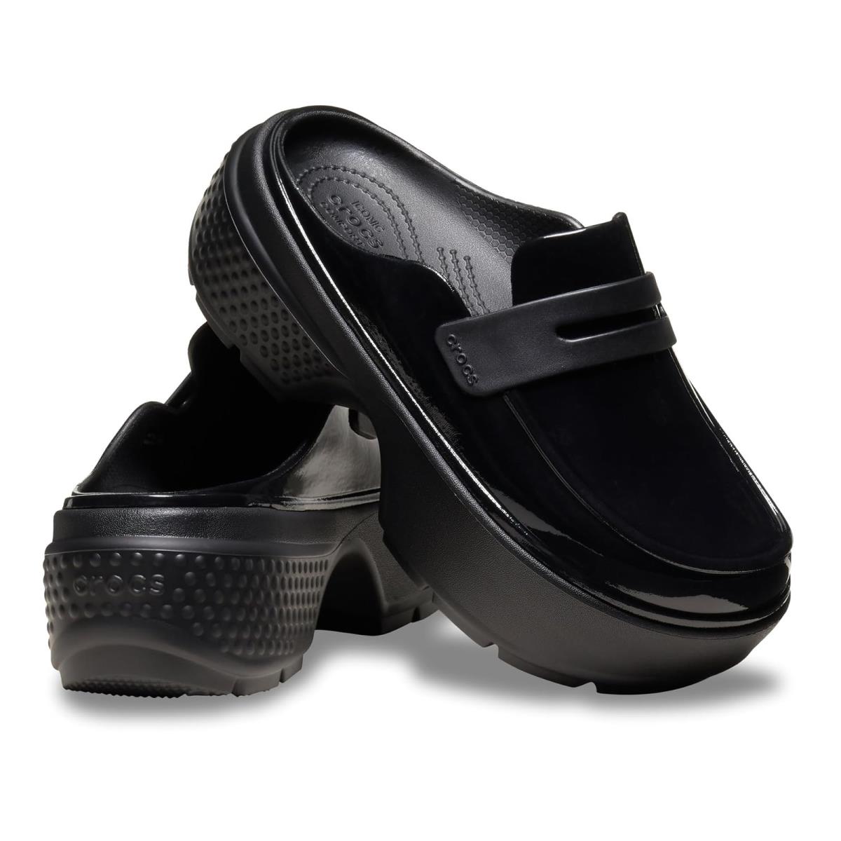 Unisex Clogs Crocs Stomp Loafers High Shine Black