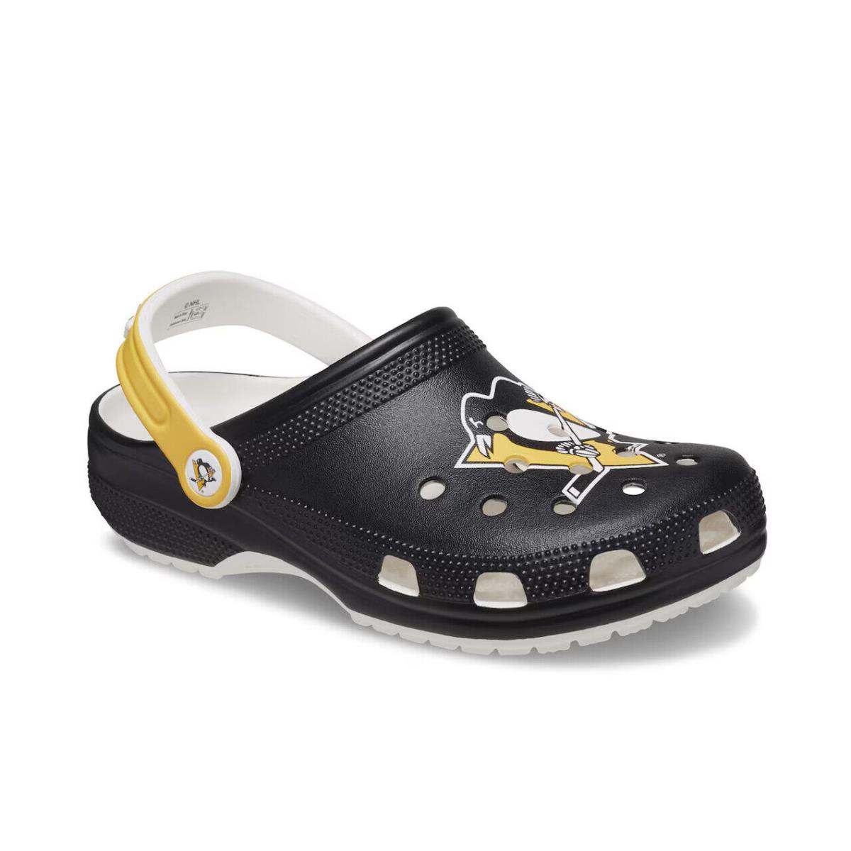 Mens Crocs Nhl Pittsburgh Classic Black White Eva Clog