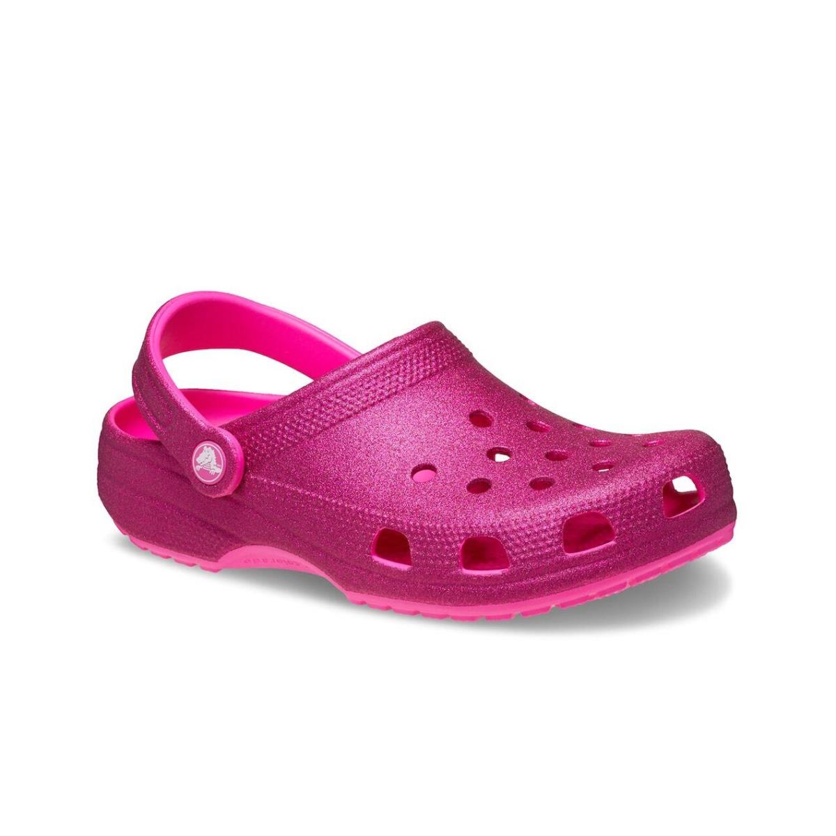 Womens Crocs Classic Glitter Dark Pink Eva Clog