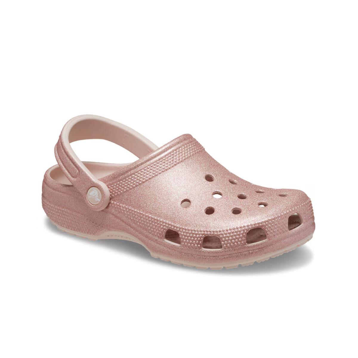 Womens Crocs Classic Glitter Quartz Rose Gold Eva Clog