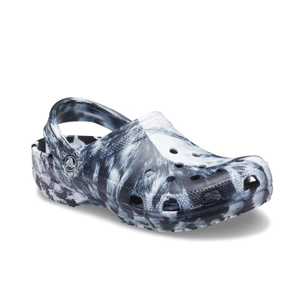 Mens Crocs Classic White Black Marble Eva Clog