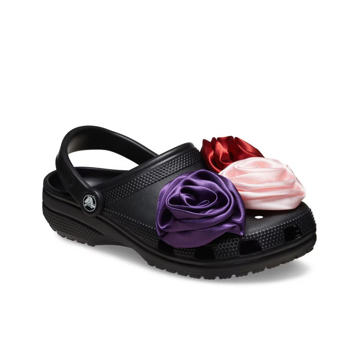 Womens Crocs Classic Rosette Black Multicolor Eva Clog