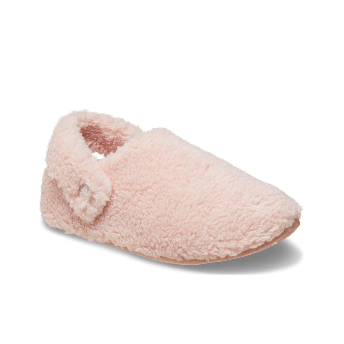 Womens Crocs Classic Cozzzy Pink Shearling Slipper - Pink