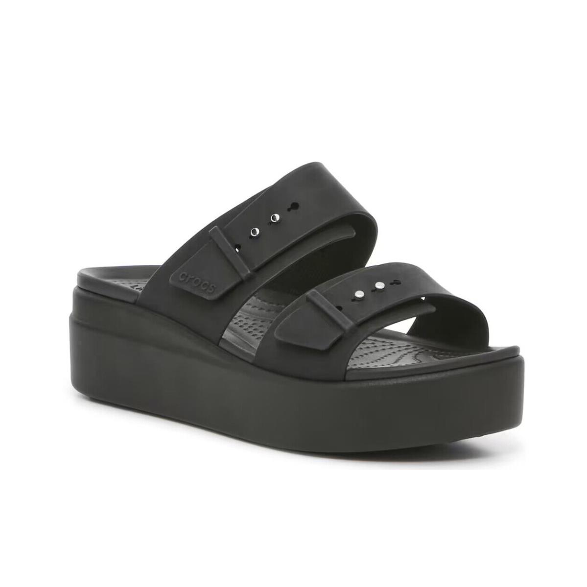 Womens Crocs Broklyn Low Wedge Black Matlite Sandal