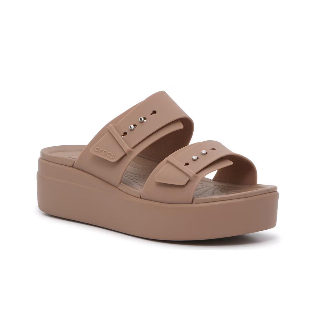 Womens Crocs Broklyn Low Mushroom Tan Matlite Wedge Sandal