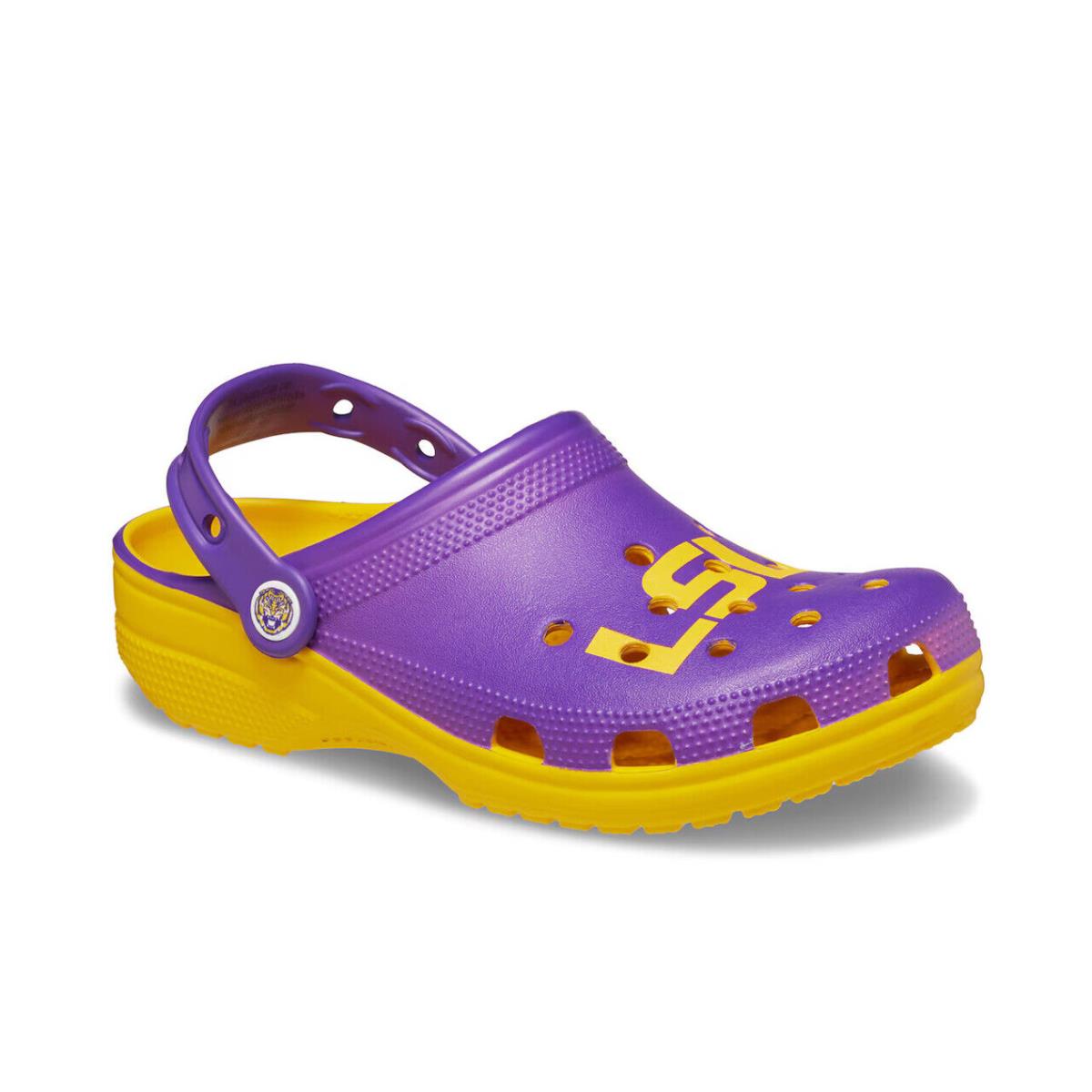 Mens Crocs College Lsu Classic Purple Sunflower Eva Clog - Purple