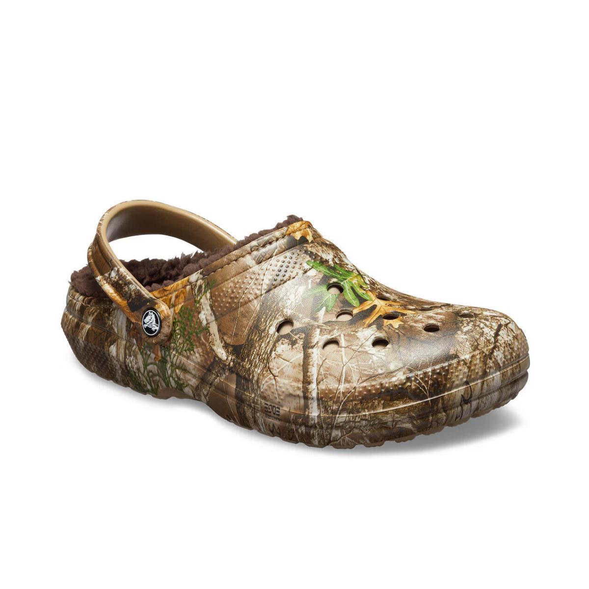 Mens Crocs Classic Lined Green Camouflage Croslite Clog - Green