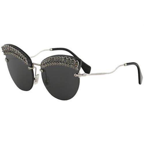 Miu Miu Women`s SMU58T SMU/58T MPG/5S0 Silver Fashion Cat Eye Sunglasses 65mm