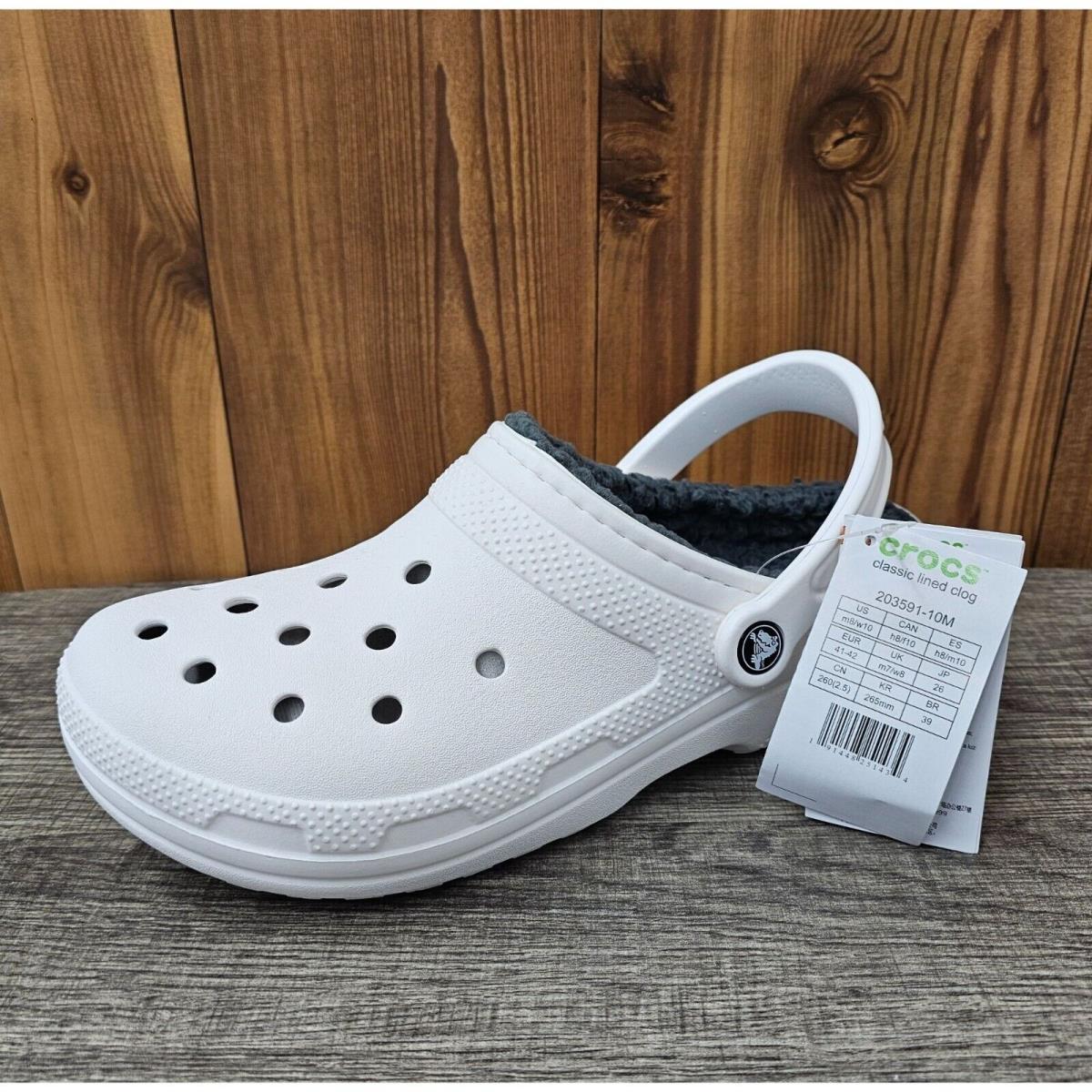 Crocs Classic Lined White Women`s Clog Size 10