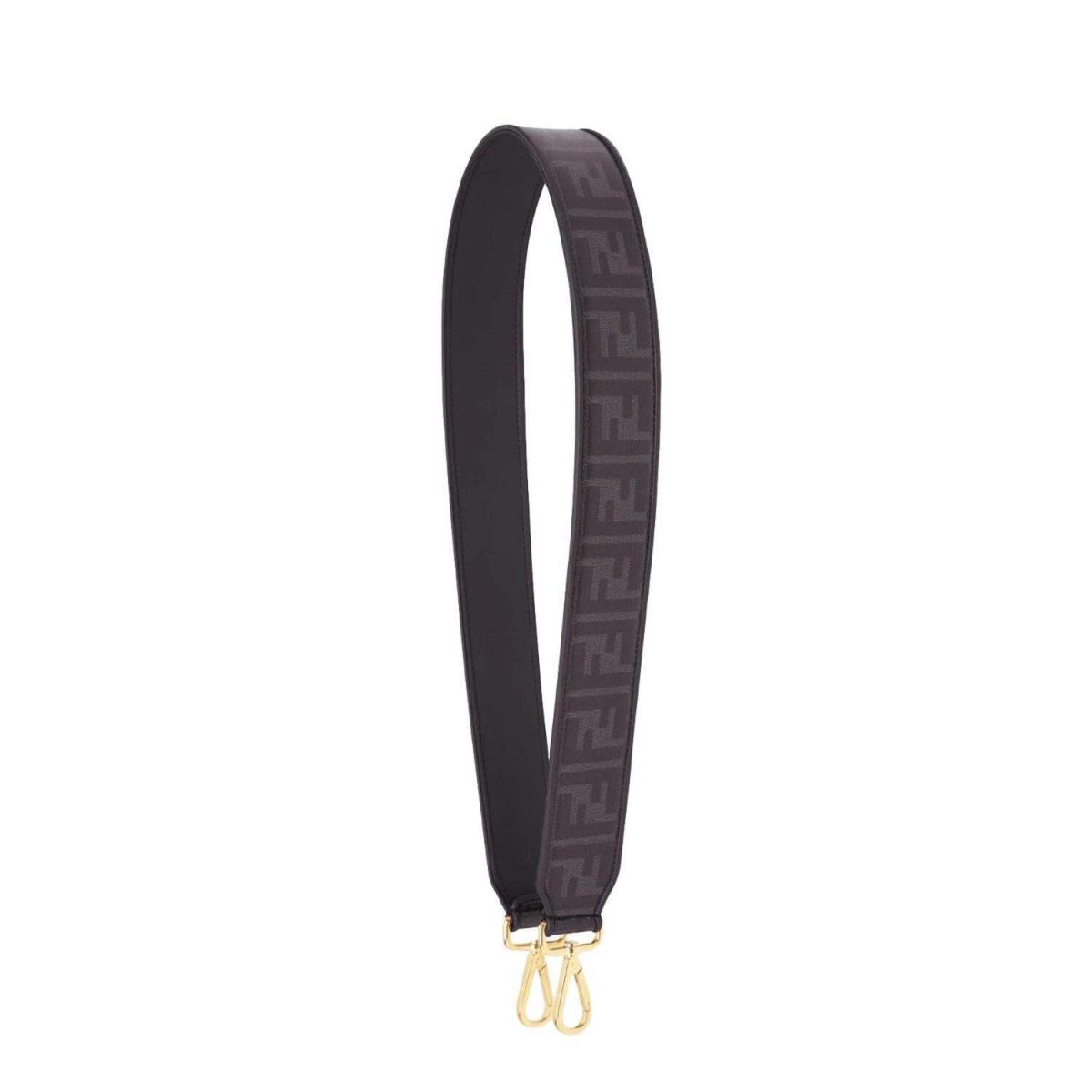 Fendi Strap You Black Glazed Fabric FF Zucca Shoulder Strap 8AV079