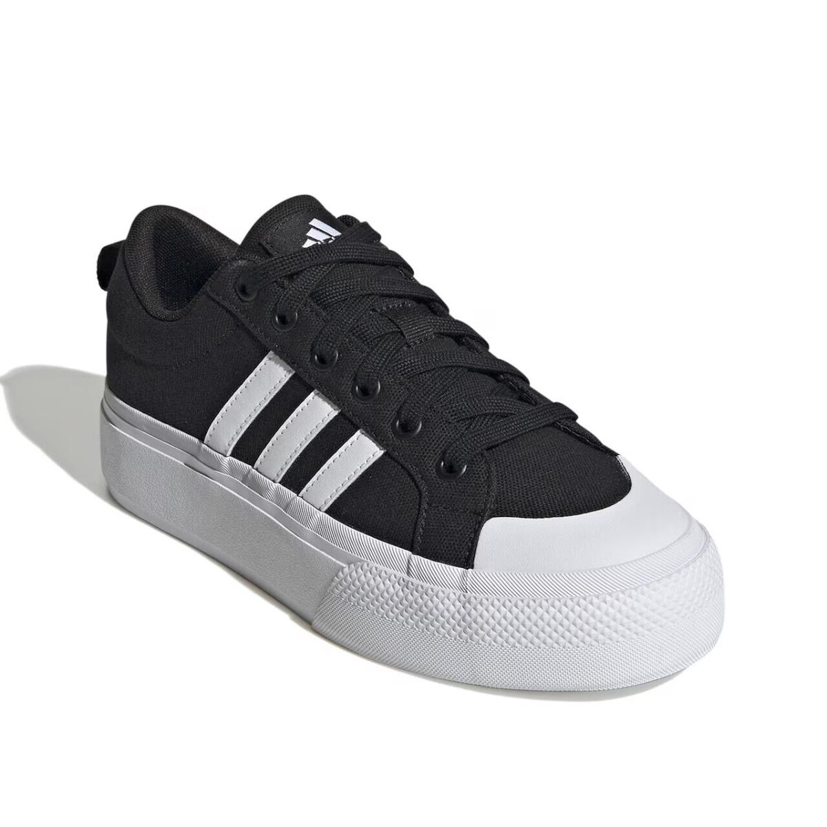 Womens Adidas Bravada 2.0 Platform Black White Canvas Sneaker Shoes - Black