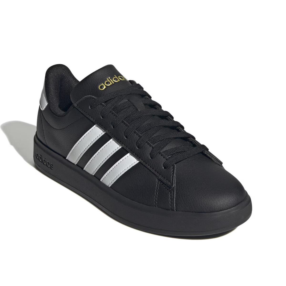 Womens Adidas Grand Court 2.0 Black Leather Sneaker Shoes - Black