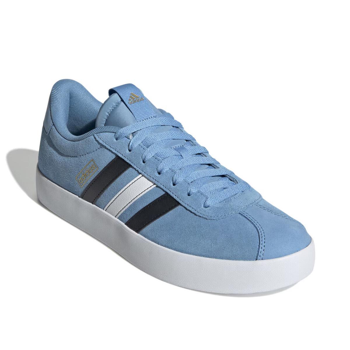 Mens Adidas VL Court 3.0 Blue Suede Sneaker Shoes - Blue