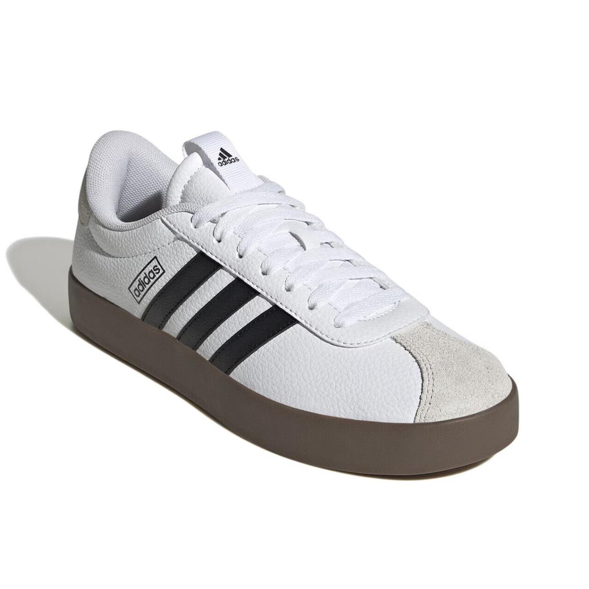 Womens Adidas VL Court 3.0 White Black Suede Sneaker Shoes - White