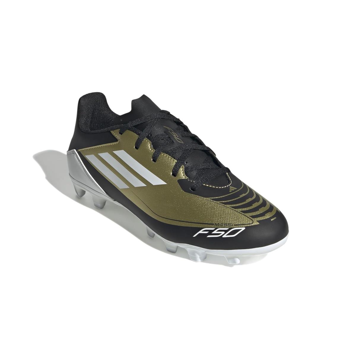 Unisex Shoes Adidas F50 Club Messi Football Boots Flexible Ground - Gold Metallic/White/Black