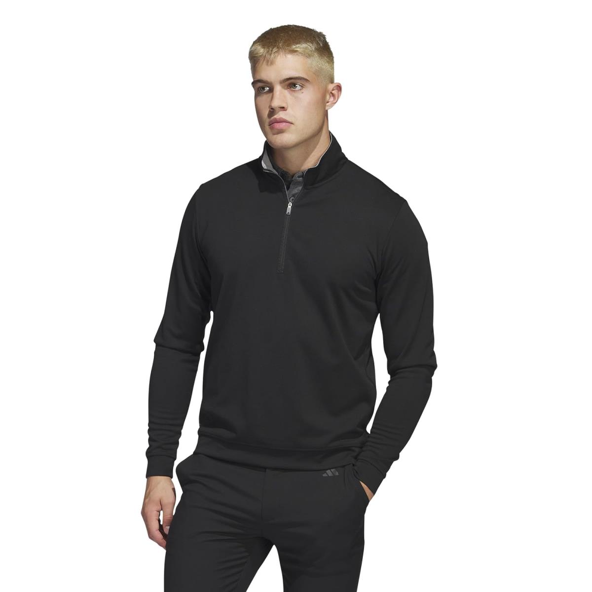 Man`s Shirts Tops Adidas Golf Elevated 1/4 Zip Pullover Black