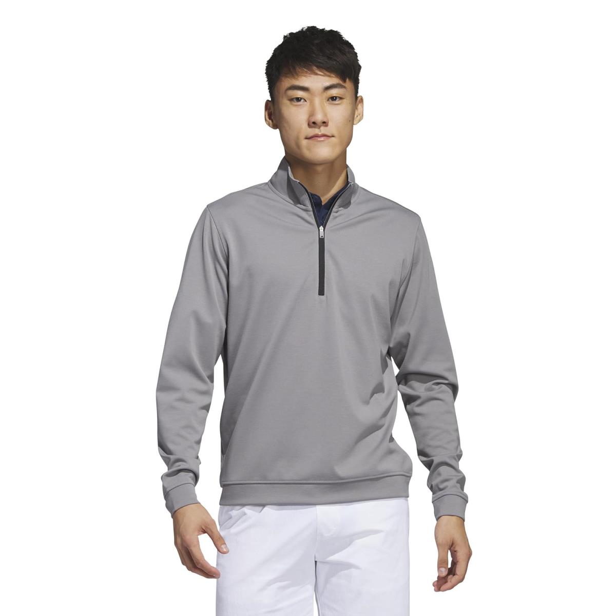 Man`s Shirts Tops Adidas Golf Elevated 1/4 Zip Pullover Grey Three