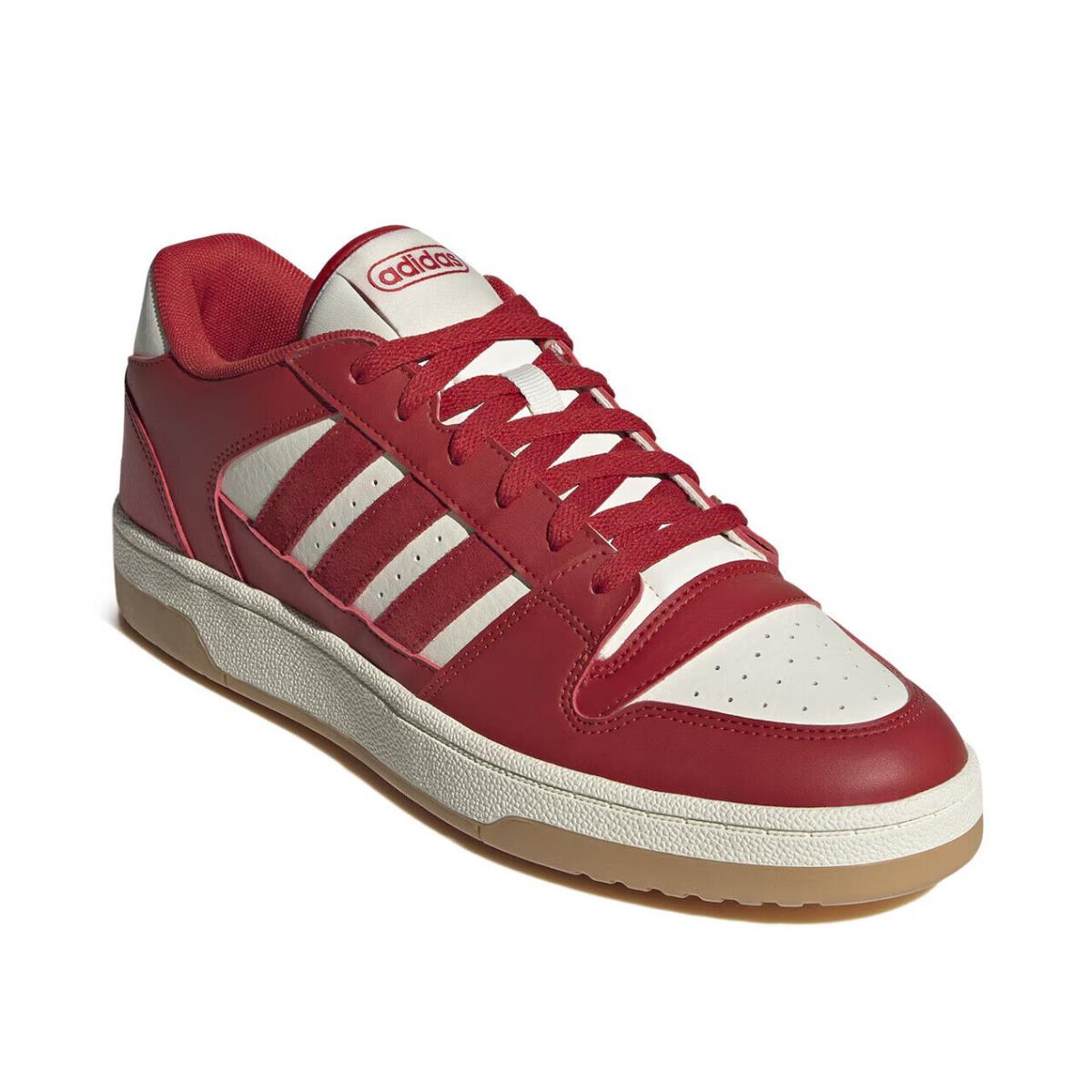 Mens Adidas Break Start White Red Leather Sneaker Shoes - Red