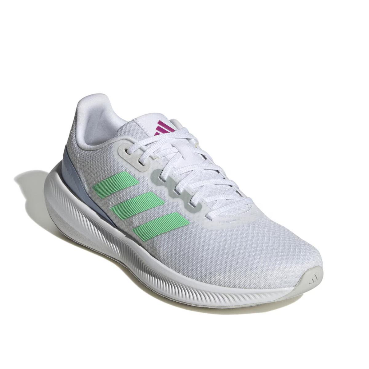 Womens Adidas Runfalcon 3.0 White Green Mesh Running Shoes - White