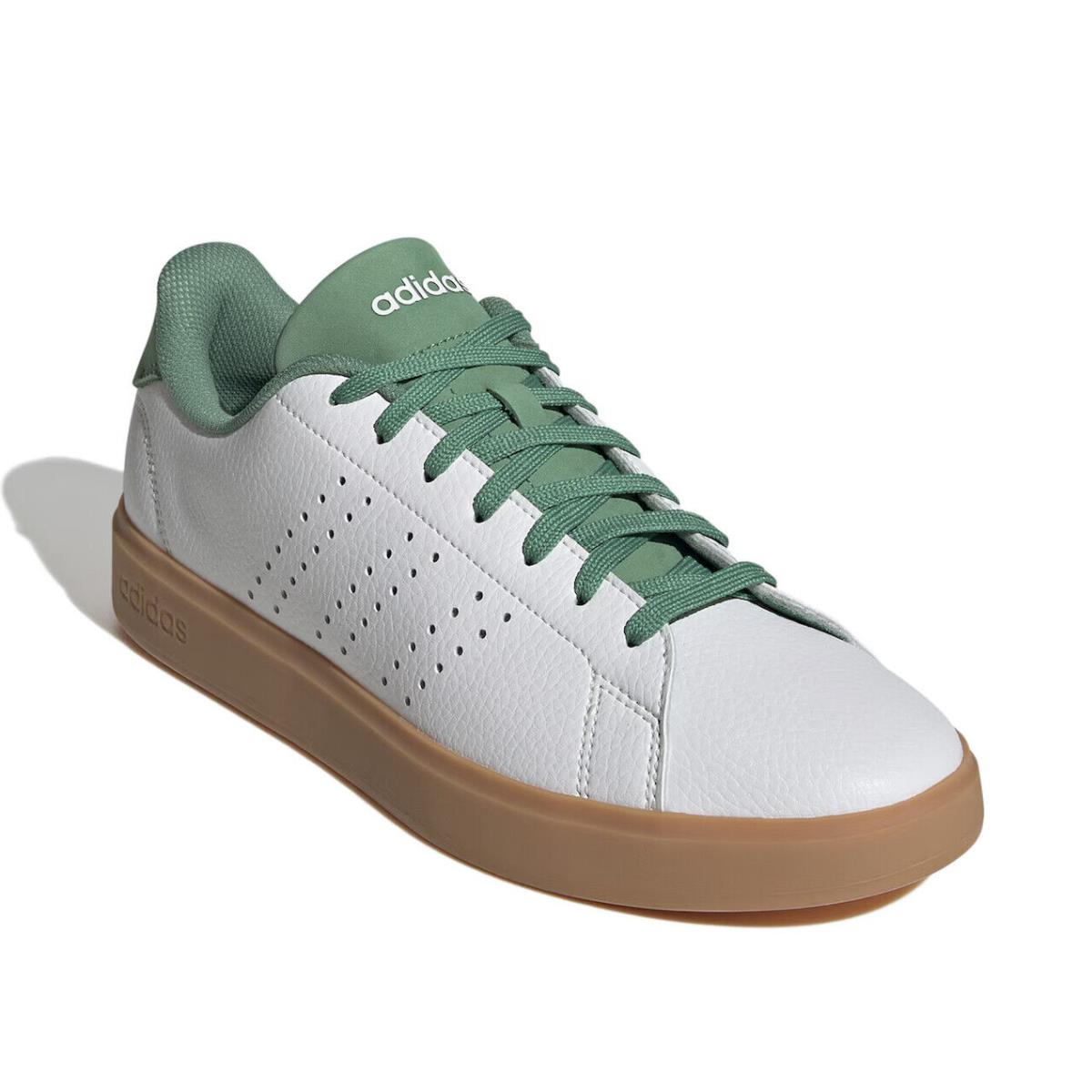 Mens Adidas Advantage 2.0 White Leather Sneaker Shoes - White