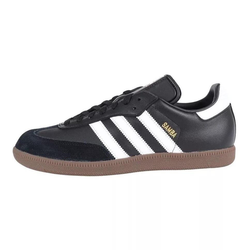 Men`s Adidas Samba Sneakers 019000 Black White Brown Sole Short Tongue - Black