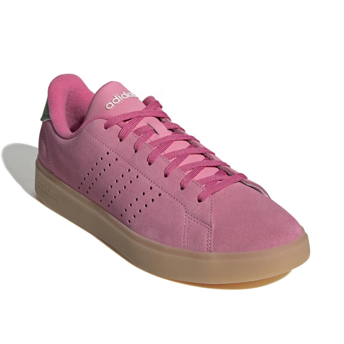 Mens Adidas Advantage 2.0 Bright Pink Leather Sneaker Shoes - Pink