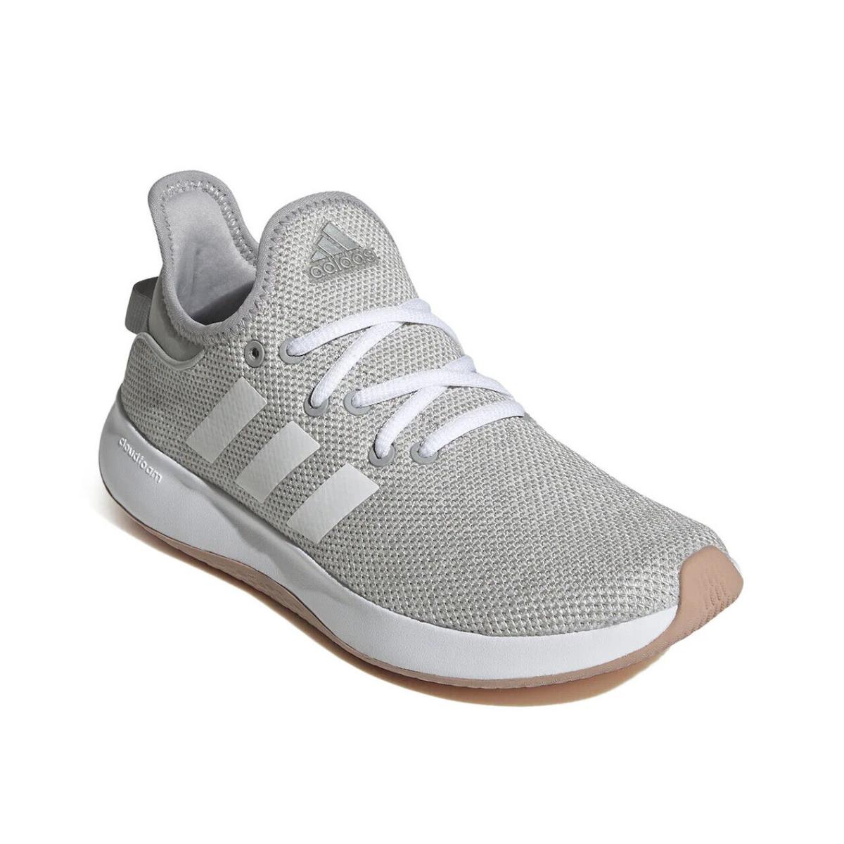 Womens Adidas Cloudfoam Pure Grey Pink Fabric Sneaker Shoes - Gray