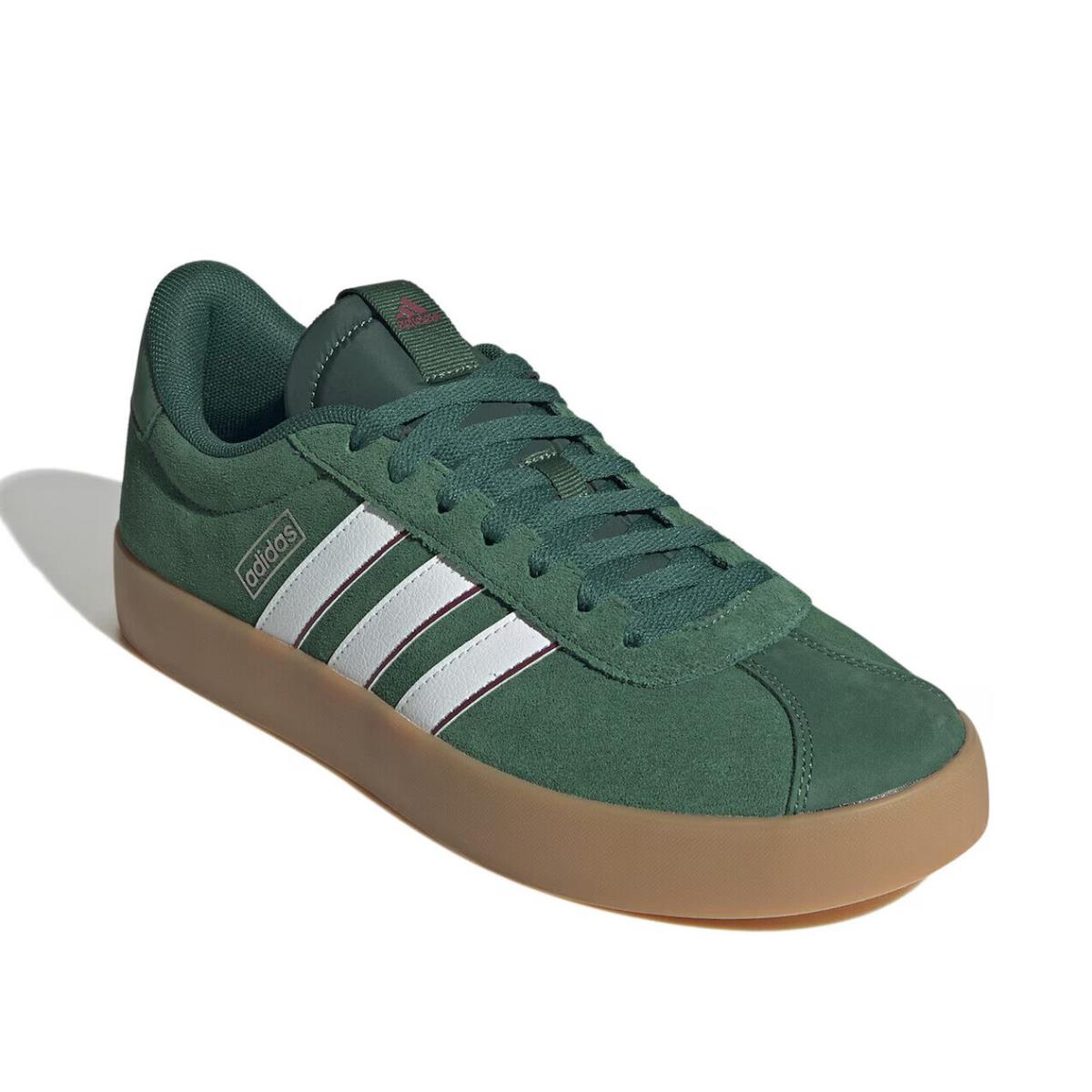 Mens Adidas VL Court 3.0 Dark Green Suede Sneaker Shoes - Green