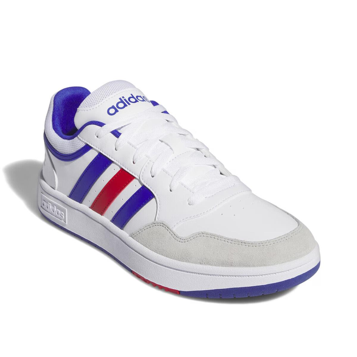 Mens Adidas Hoops 3.0 White Leather Suede Sneaker Shoes - White