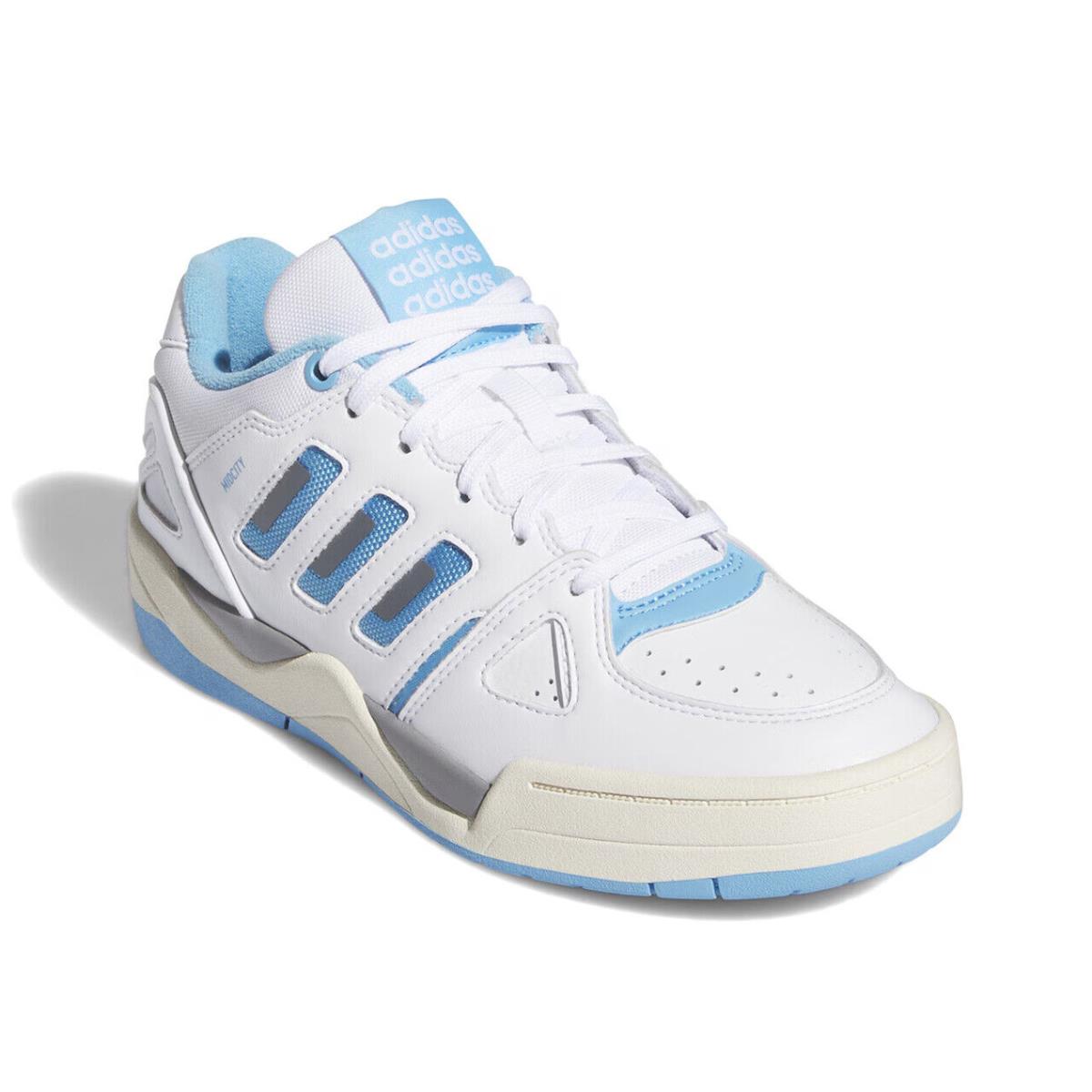 Womens Adidas Mid City White Blue Leather Basketball Shoes