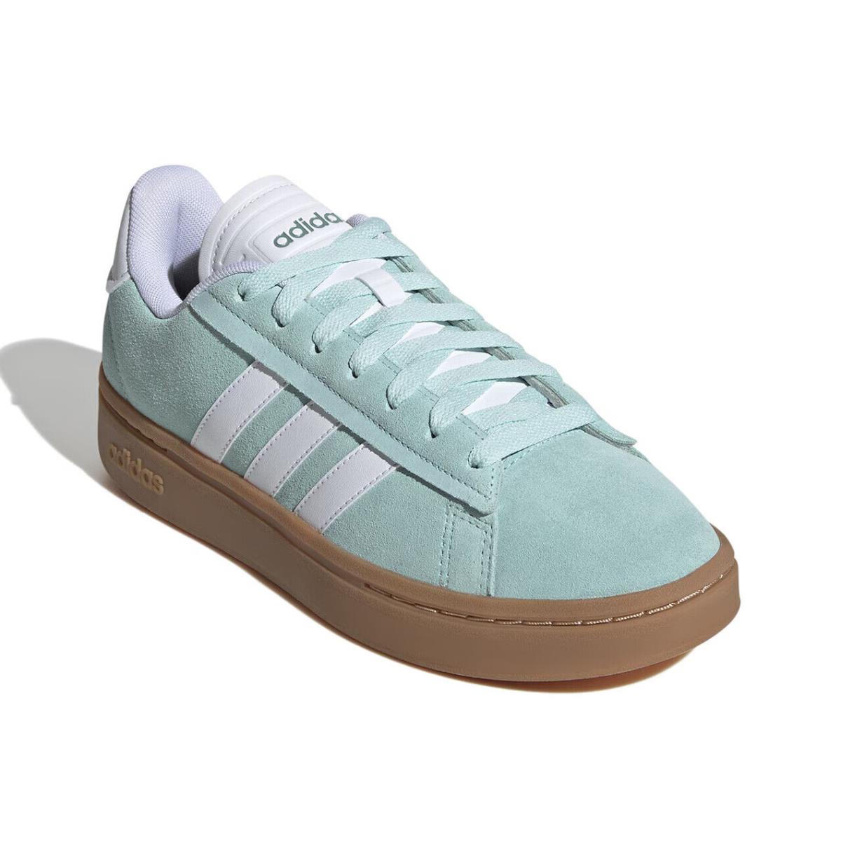 Womens Adidas Grand Court Alpha Turquoise Aqua Suede Sneaker Shoes - Blue