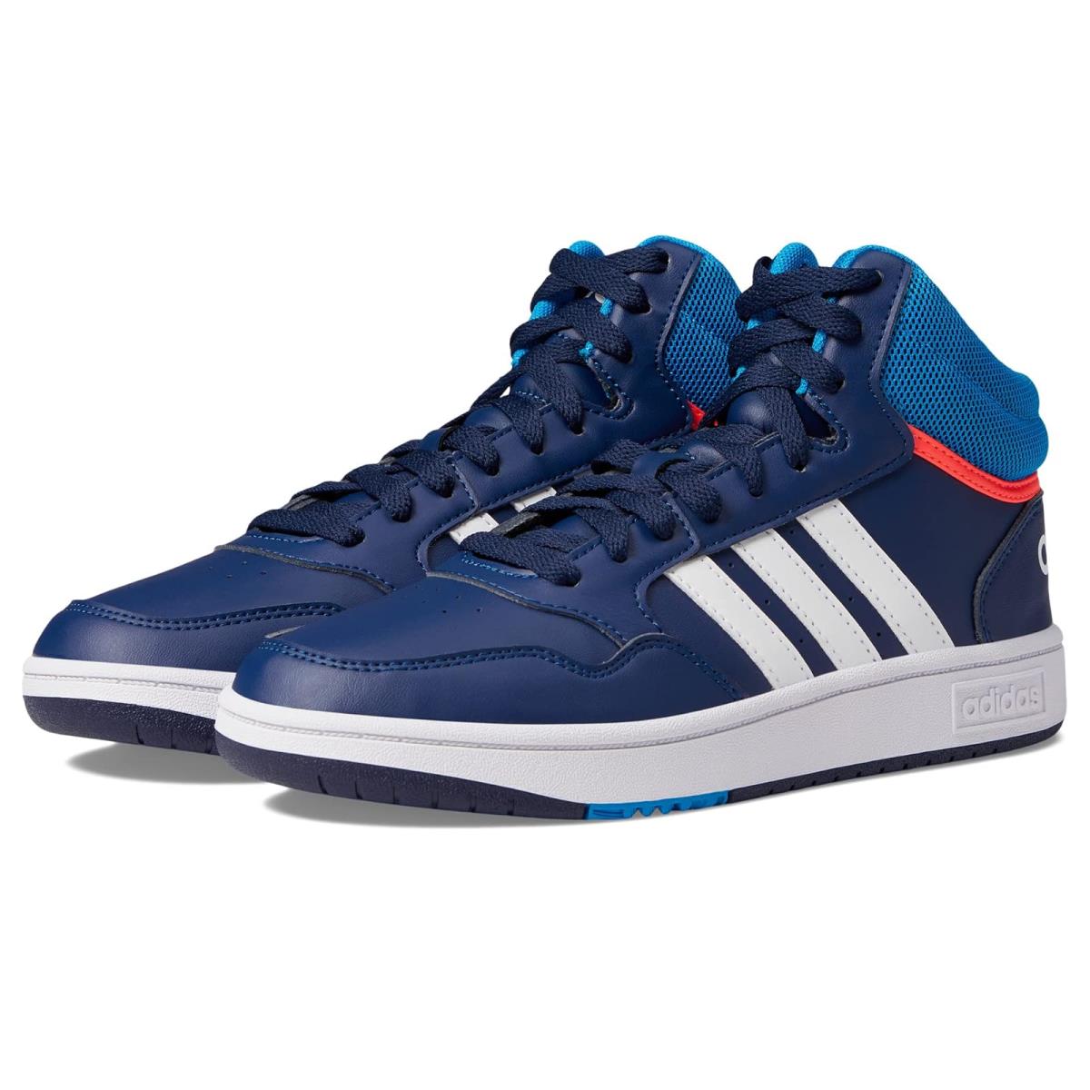 Boy`s Shoes Adidas Kids Hoops Mid 3.0 Little Kid/big Kid - Dark Blue/Blue Rush/Turbo