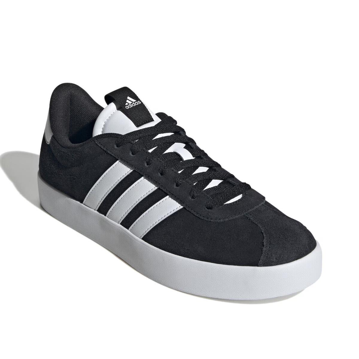 Mens Adidas VL Court 3.0 Black White Suede Sneaker Shoes - Black