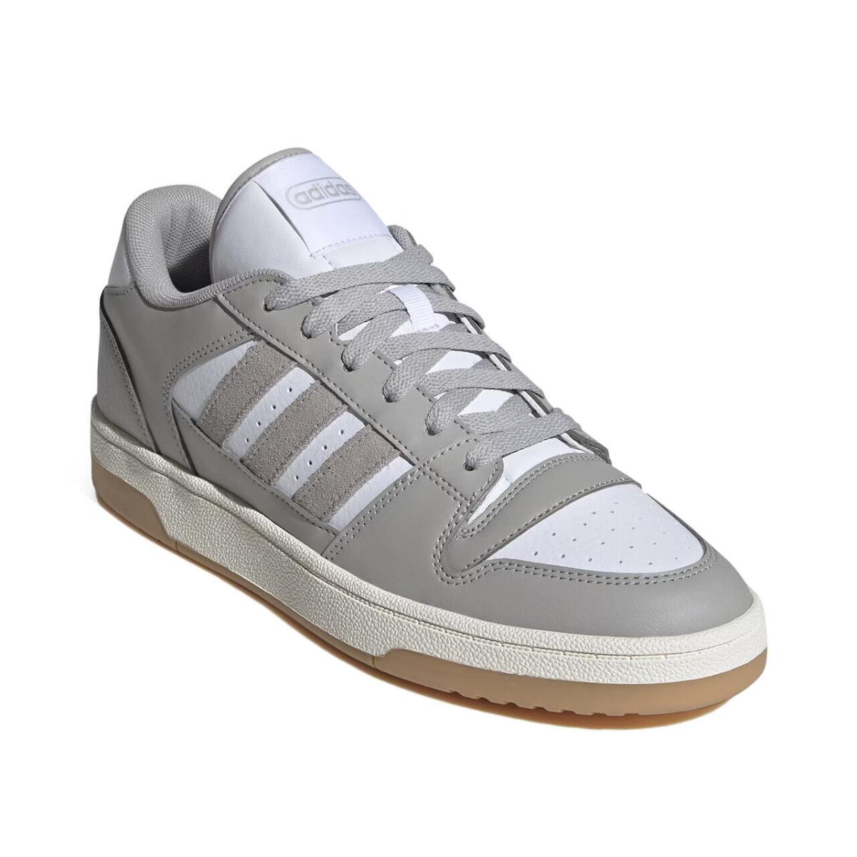 Mens Adidas Break Start Grey White Leather Sneaker Shoes - Gray