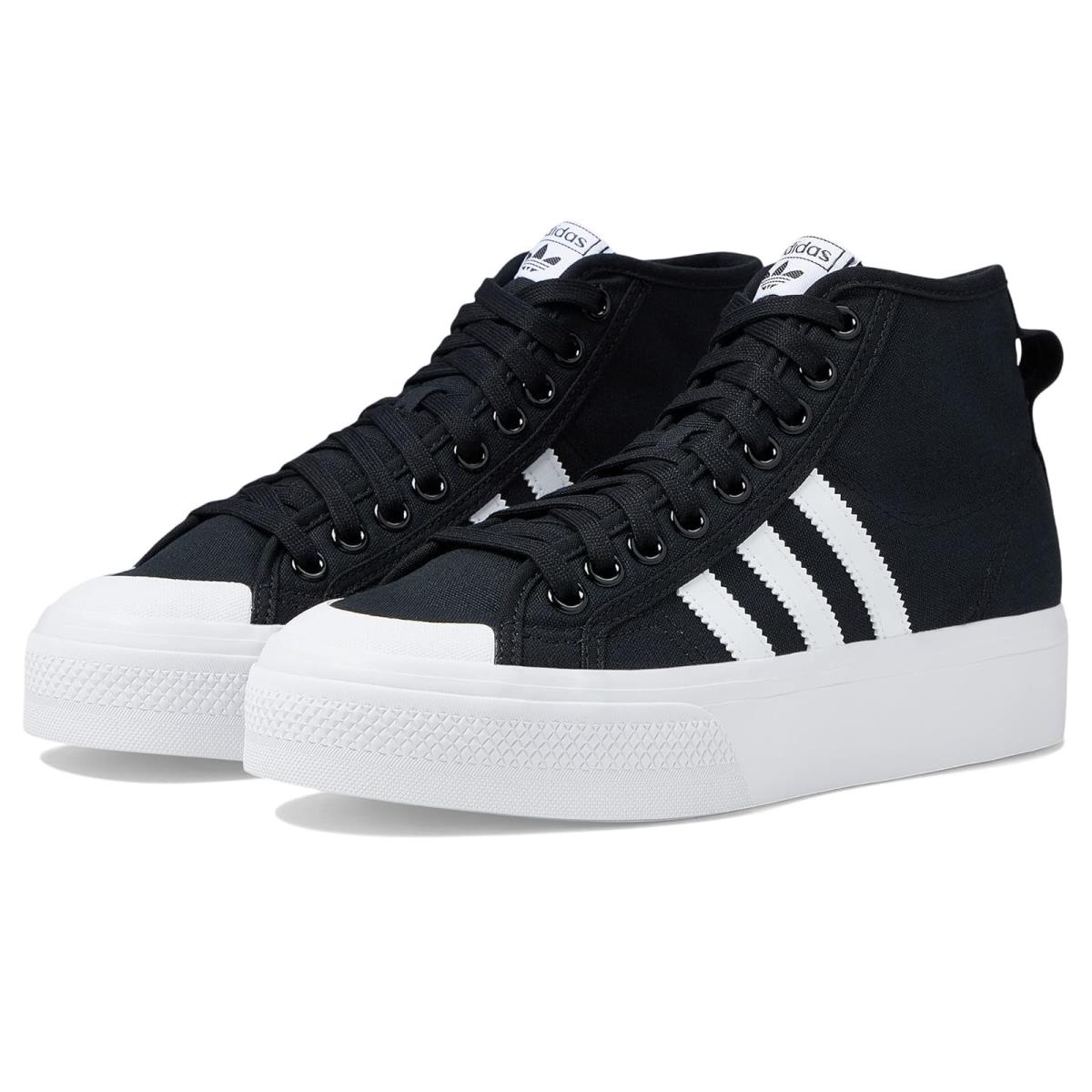 Woman`s Sneakers Athletic Shoes Adidas Originals Nizza Platform Mid - Black/White/White